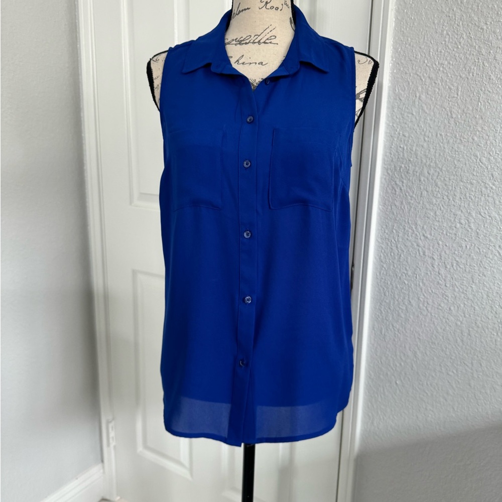 Apt.9 Blue Sleeveless Button-Up Blouse -5-